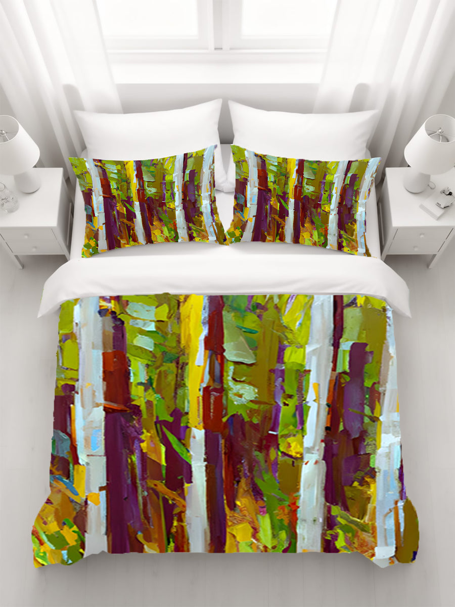 Multicolor Vertical Forest Abstract Pattern Duvet Cover
