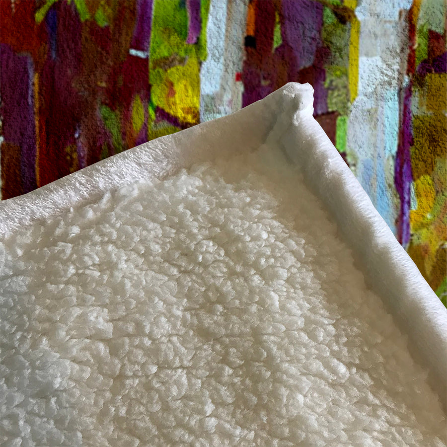 Multicolor Vertical Forest Abstract Pattern Fleece Sherpa Blanket