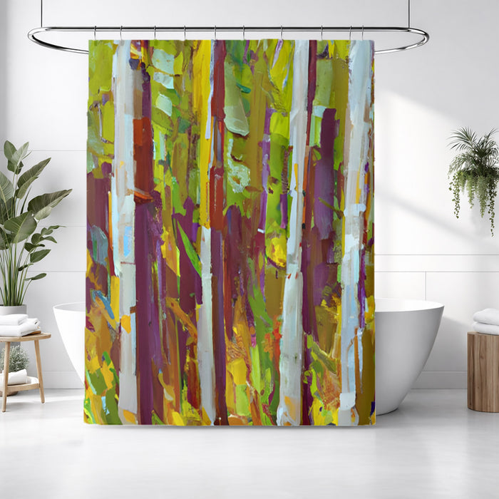Multicolor Vertical Forest Abstract Pattern Shower Curtain