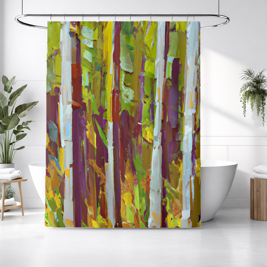 Multicolor Vertical Forest Abstract Pattern Shower Curtain