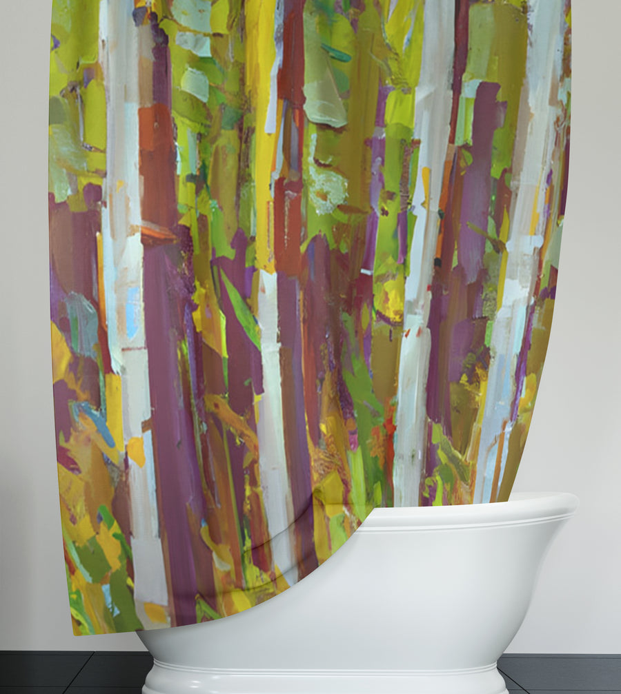 Multicolor Vertical Forest Abstract Pattern Shower Curtain