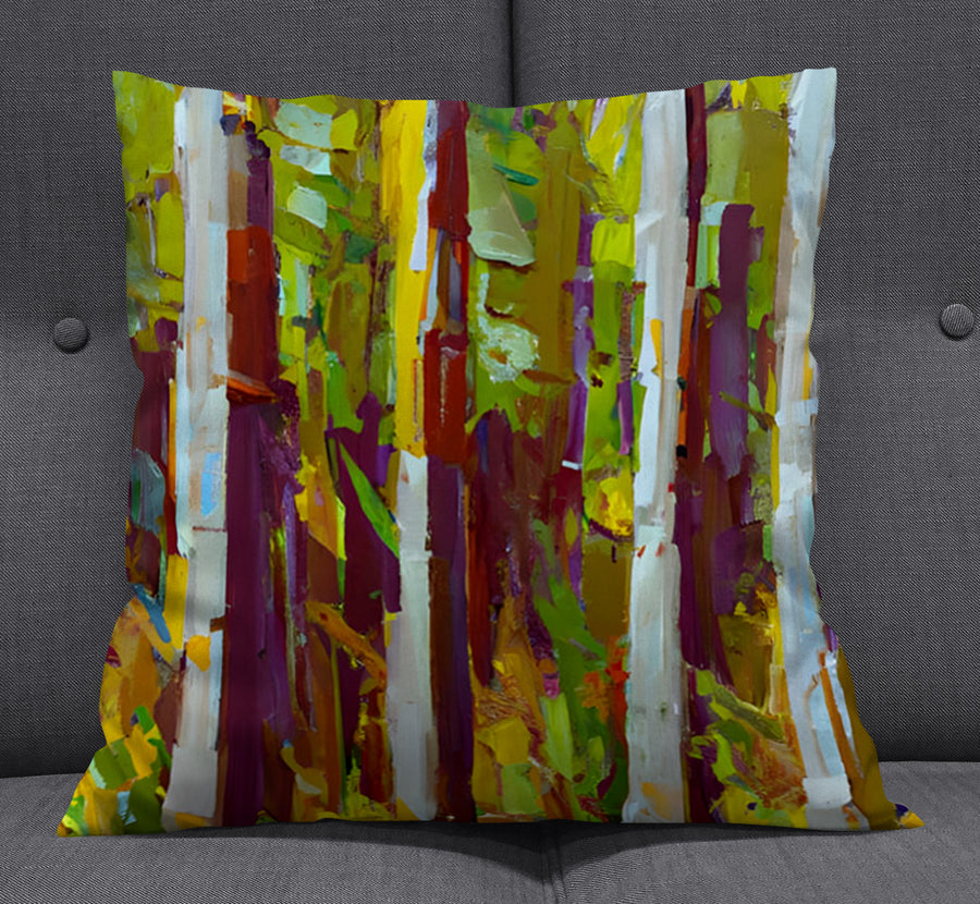 Multicolor Vertical Forest Abstract Pattern Throw Pillow Cover