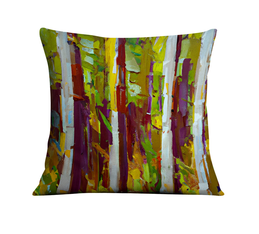 Multicolor Vertical Forest Abstract Pattern Throw Pillow Cover
