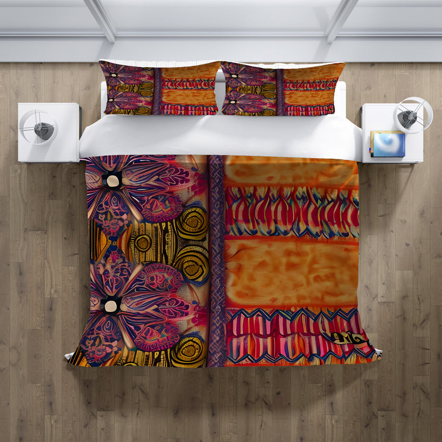 Multicolor Ornamental Boho Textile Pattern Duvet Cover