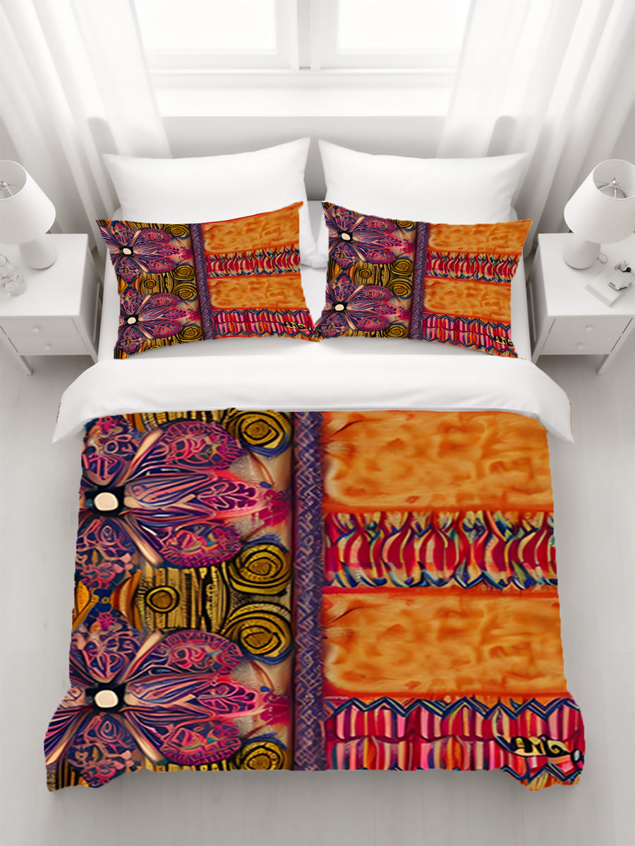 Multicolor Ornamental Boho Textile Pattern Duvet Cover