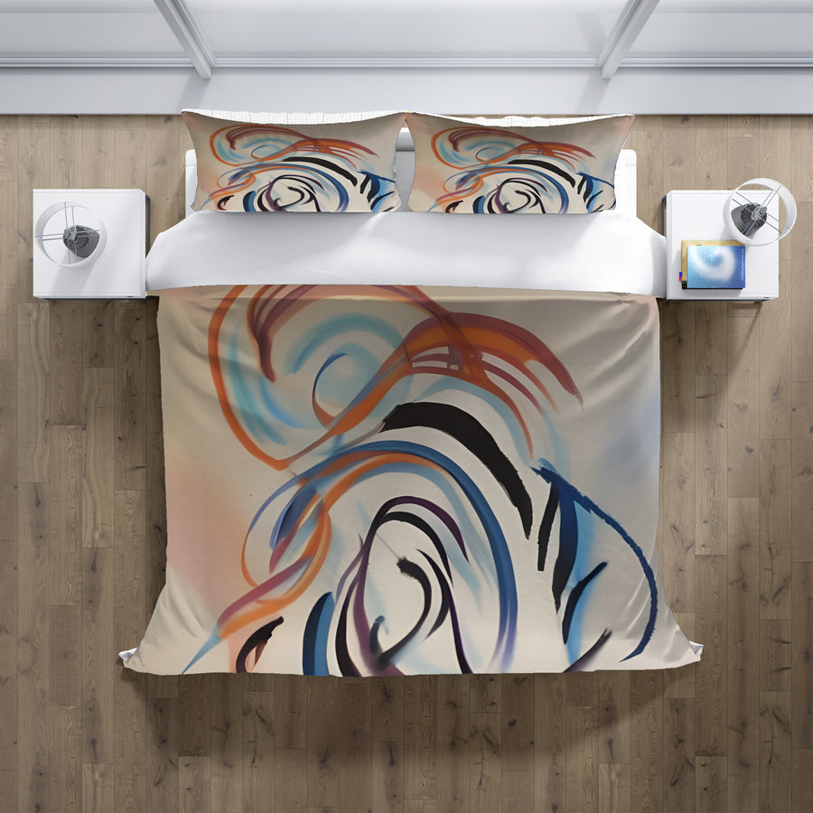 Multicolor Abstract Line Art Pattern Duvet Cover