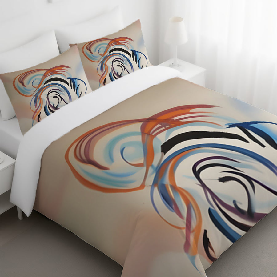 Multicolor Abstract Line Art Pattern Duvet Cover