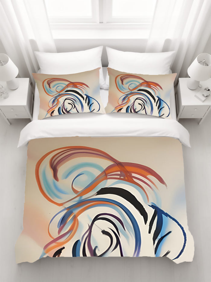Multicolor Abstract Line Art Pattern Duvet Cover