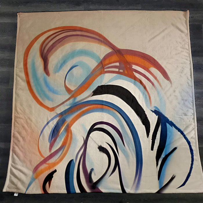 Multicolor Abstract Line Art Pattern Fleece Sherpa Blanket