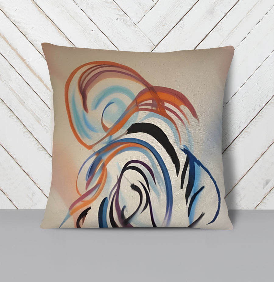 Multicolor Abstract Line Art Pattern Throw Pillow Cover