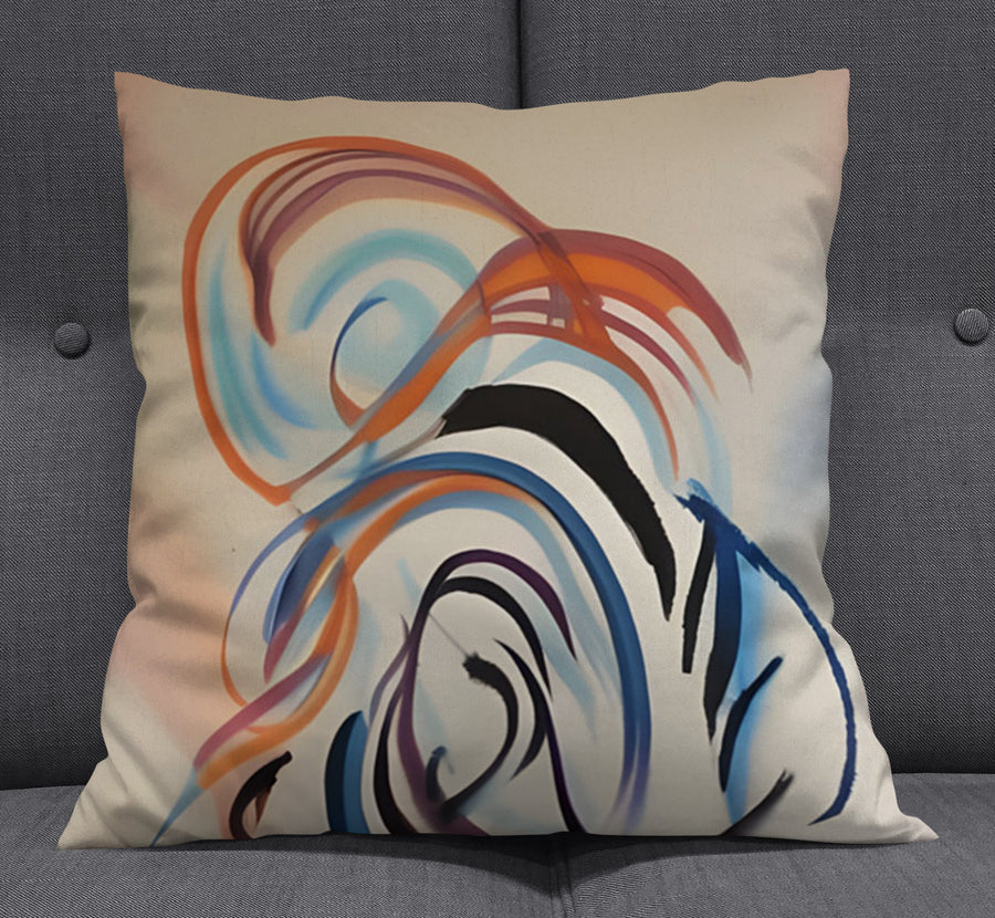 Multicolor Abstract Line Art Pattern Throw Pillow Cover