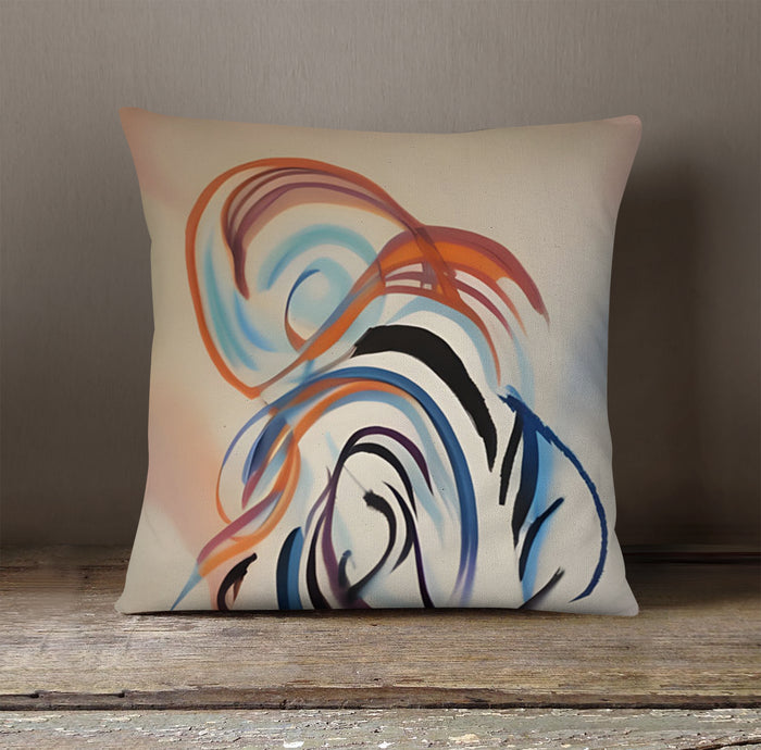 Multicolor Abstract Line Art Pattern Throw Pillow Cover