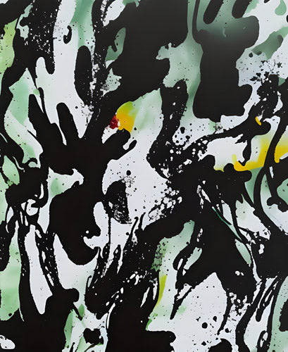 Black and Green Abstract Paint Splatter Pattern
