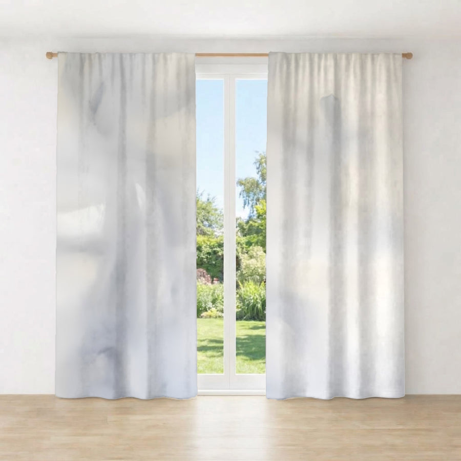 Soft Gray Marble Texture Pattern Window Curtains