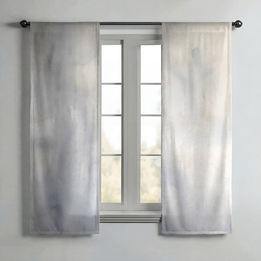 Soft Gray Marble Texture Pattern Window Curtains