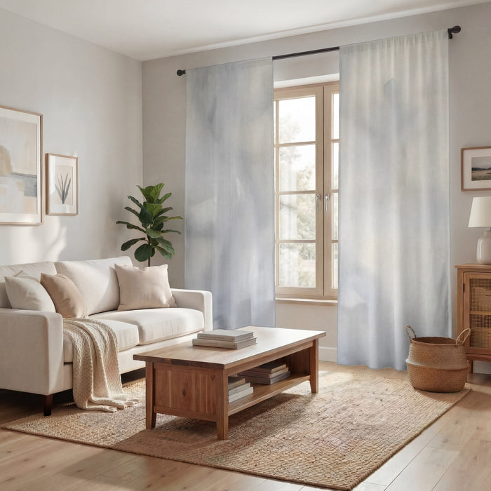 Soft Gray Marble Texture Pattern Window Curtains