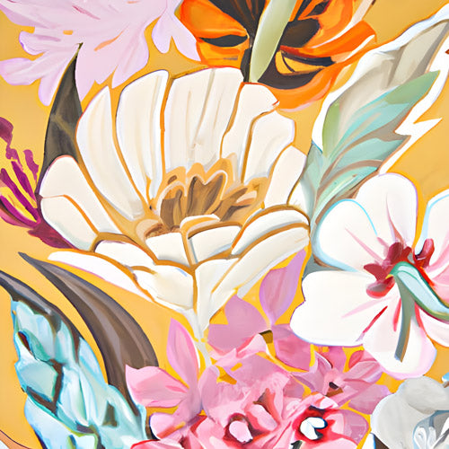 Pink and Orange Floral Botanical Pattern