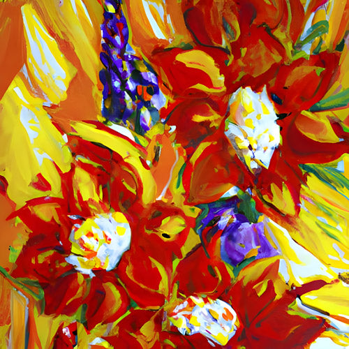 Red and Yellow Floral Expression Artwork