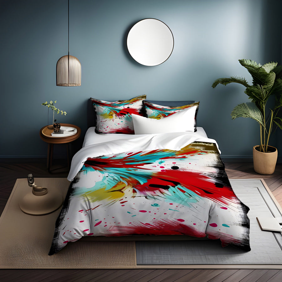 Red Abstract Paint Splash Pattern Duvet Cover
