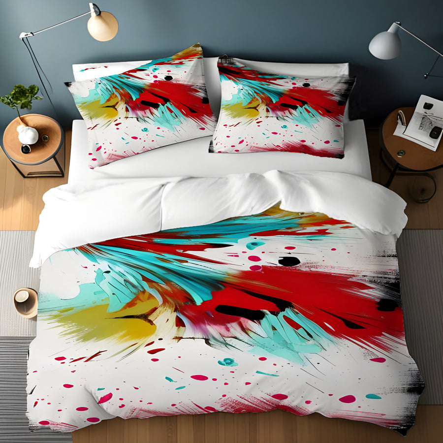 Red Abstract Paint Splash Pattern Duvet Cover