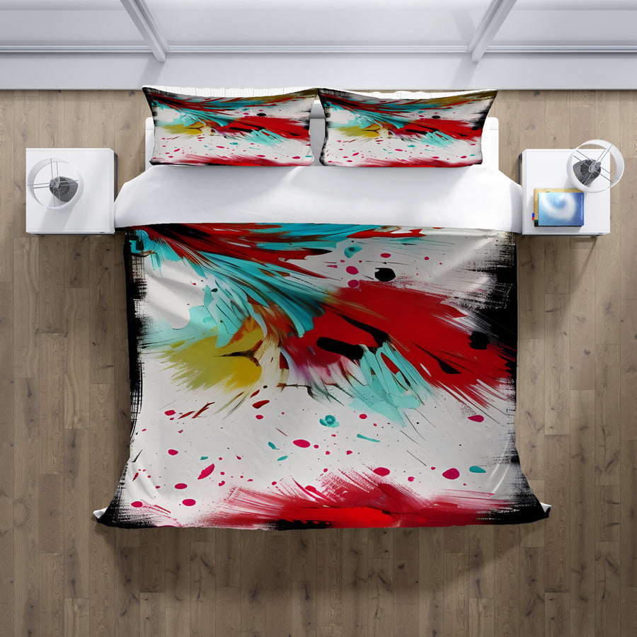 Red Abstract Paint Splash Pattern Duvet Cover