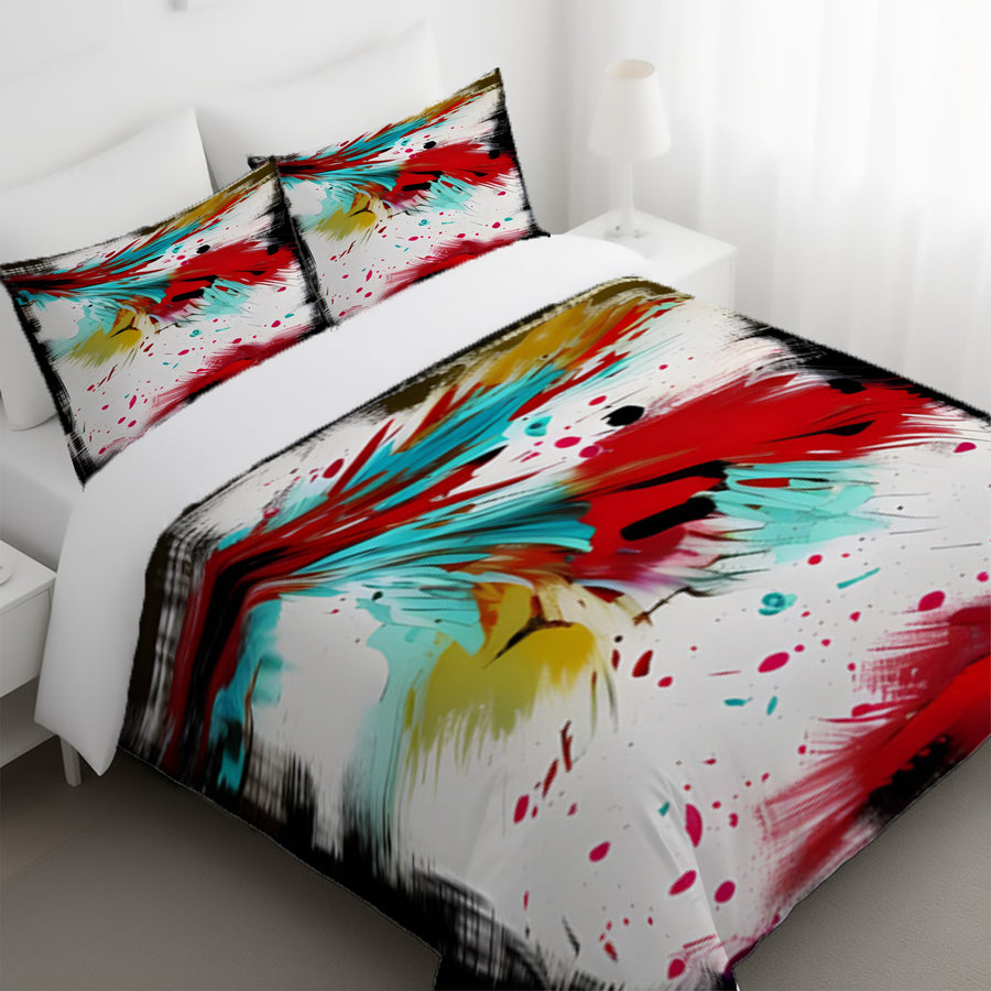 Red Abstract Paint Splash Pattern Duvet Cover