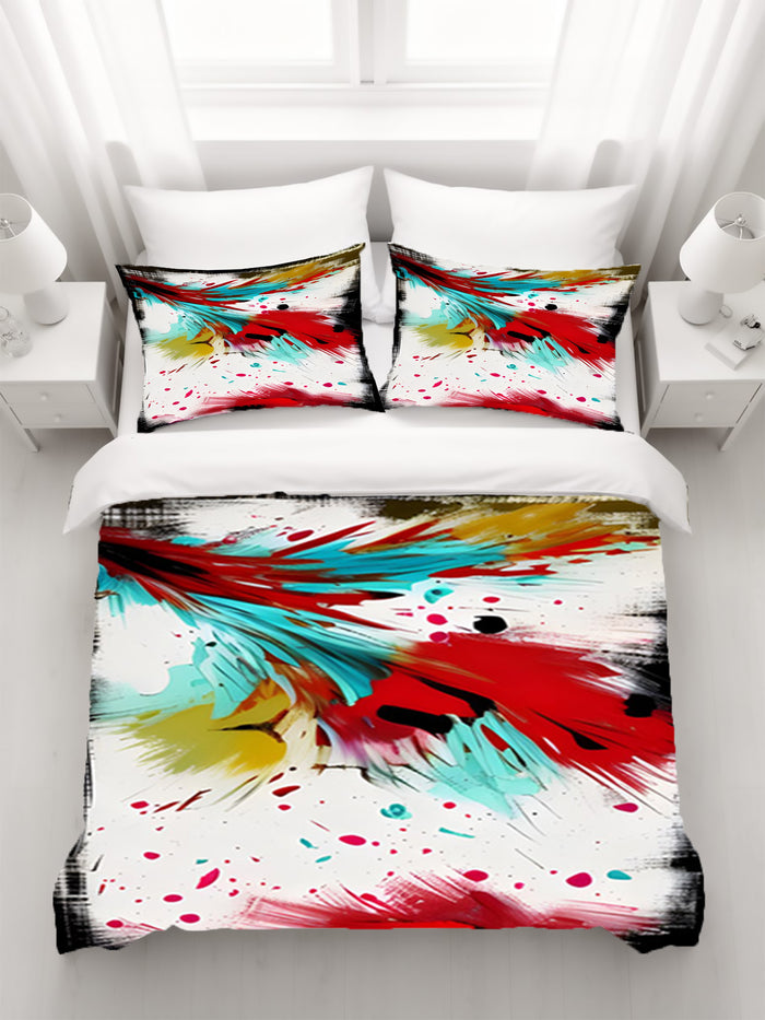 Red Abstract Paint Splash Pattern Duvet Cover