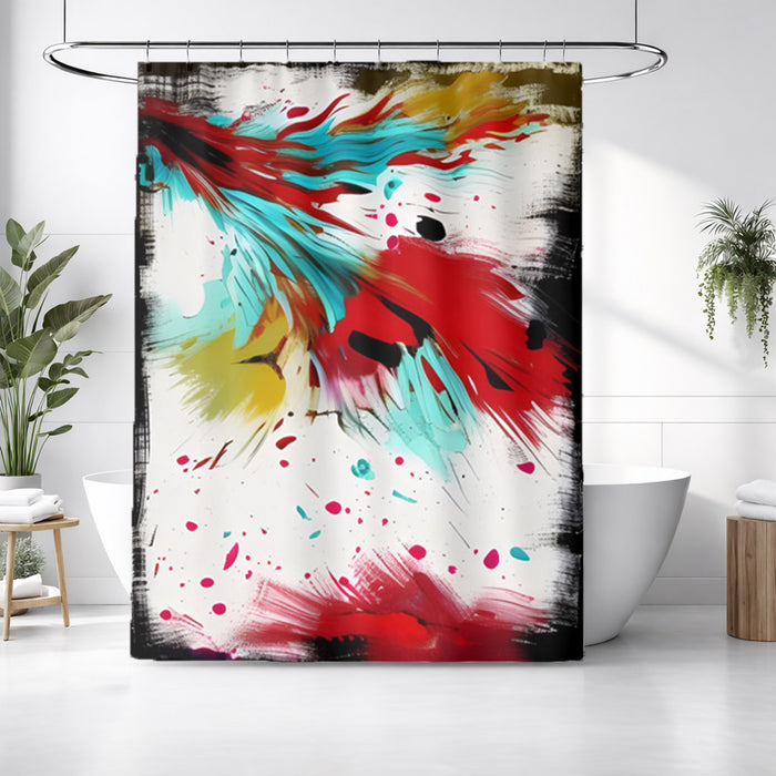 Red Abstract Paint Splash Pattern Shower Curtain