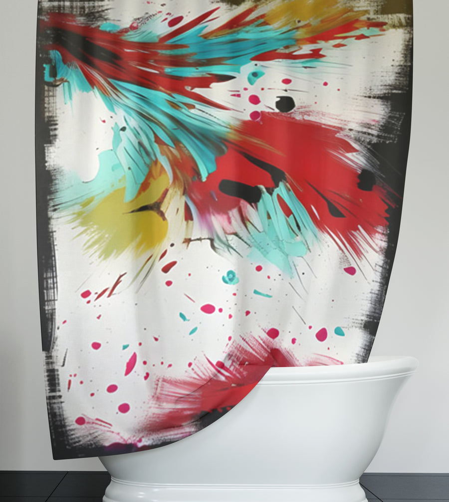 Red Abstract Paint Splash Pattern Shower Curtain