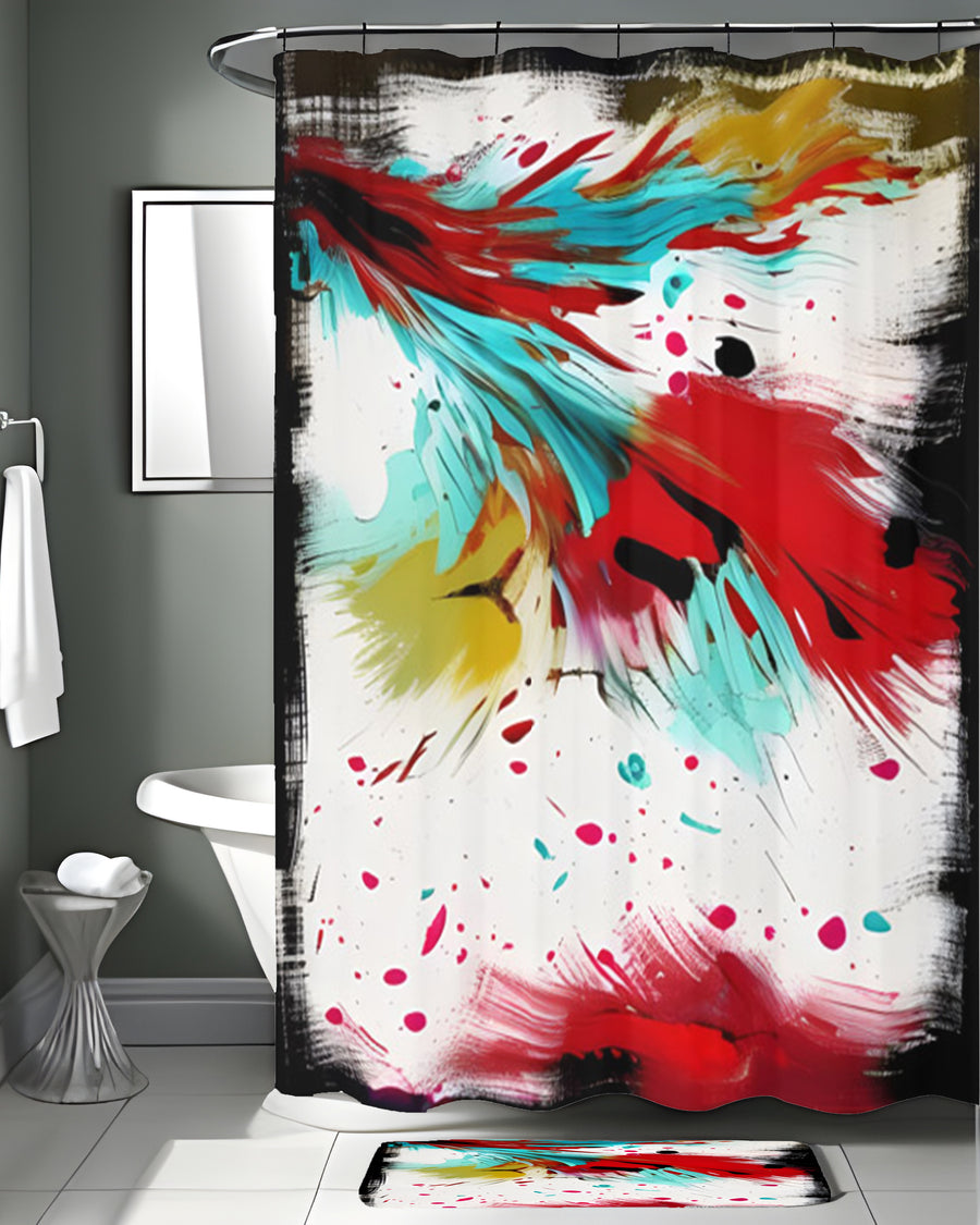 Red Abstract Paint Splash Pattern Shower Curtain