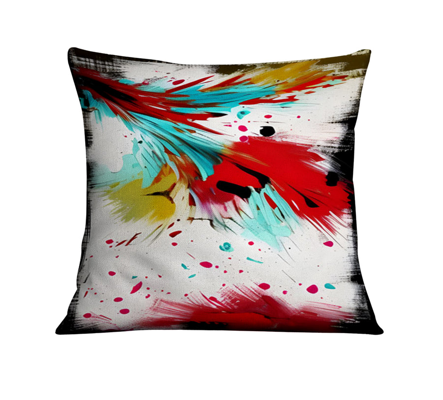 Red Abstract Paint Splash Pattern Throw Pillow Cover