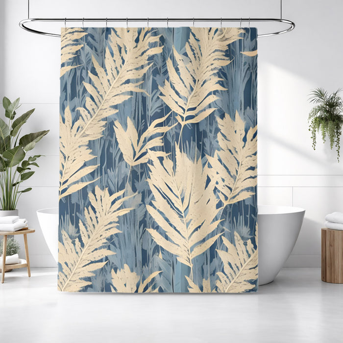 Beige Botanical Leaf Pattern Shower Curtain