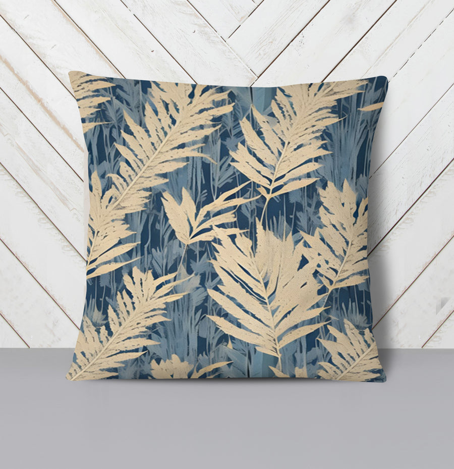Beige Botanical Leaf Pattern Throw Pillow Cover