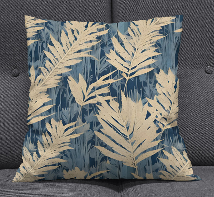 Beige Botanical Leaf Pattern Throw Pillow Cover