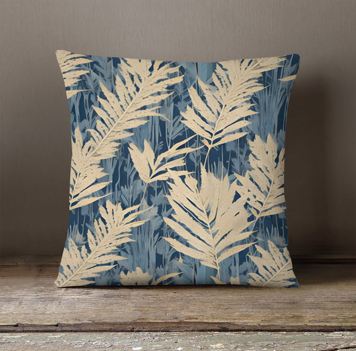 Beige Botanical Leaf Pattern Throw Pillow Cover
