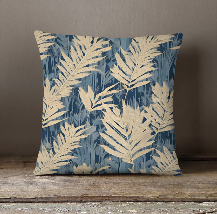 Beige Botanical Leaf Pattern Throw Pillow Cover
