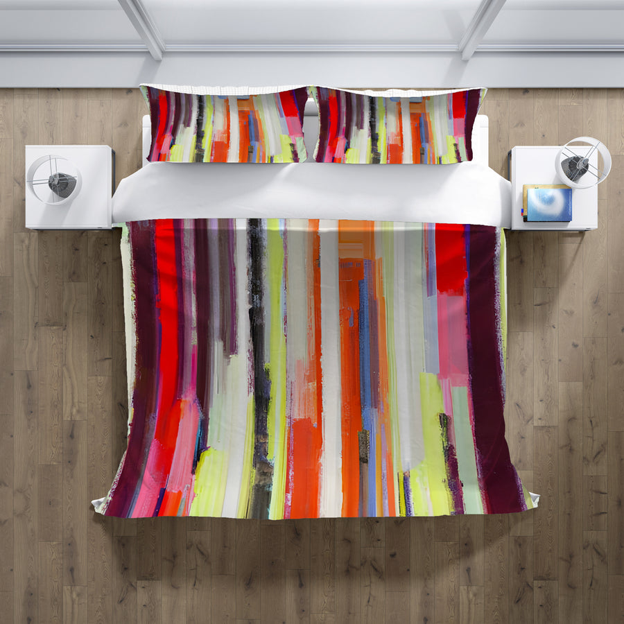 Multicolor Vertical Drip Stripe Pattern Duvet Cover