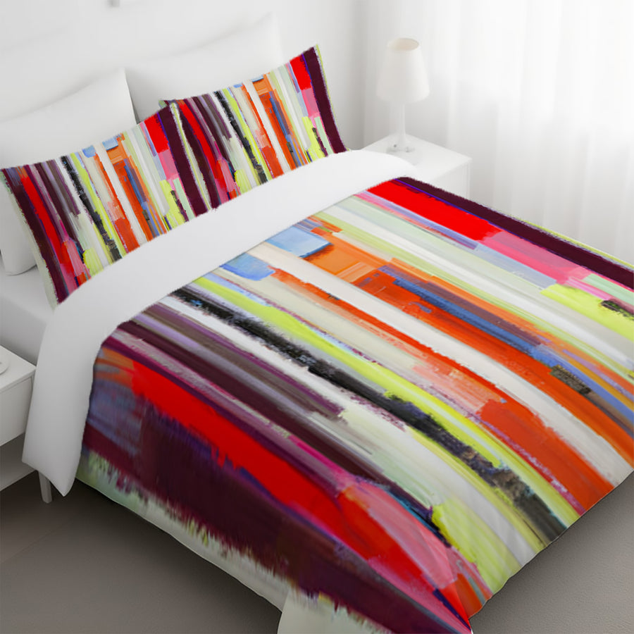 Multicolor Vertical Drip Stripe Pattern Duvet Cover