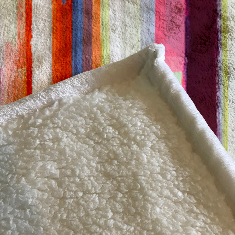 Multicolor Vertical Drip Stripe Pattern Fleece Sherpa Blanket