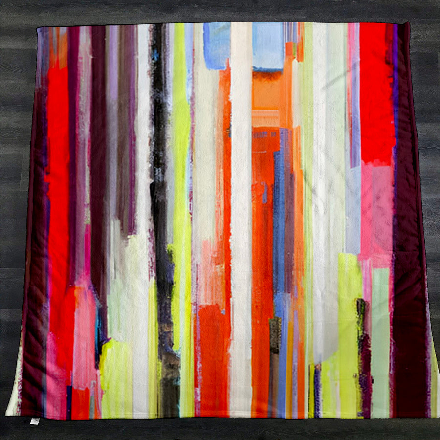 Multicolor Vertical Drip Stripe Pattern Fleece Sherpa Blanket