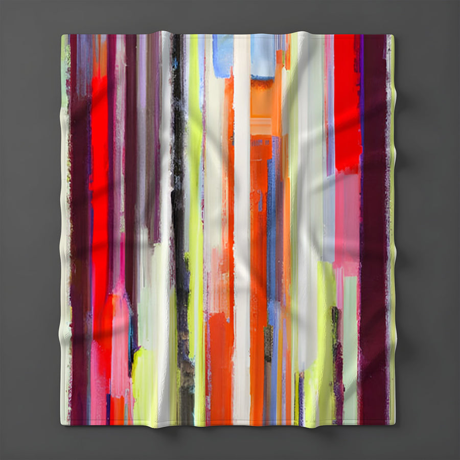 Multicolor Vertical Drip Stripe Pattern Fleece Sherpa Blanket