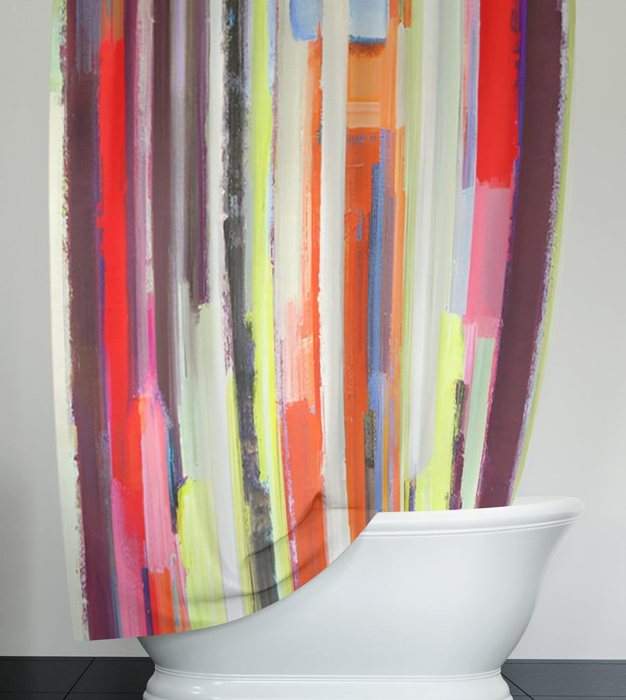 Multicolor Vertical Drip Stripe Pattern Shower Curtain