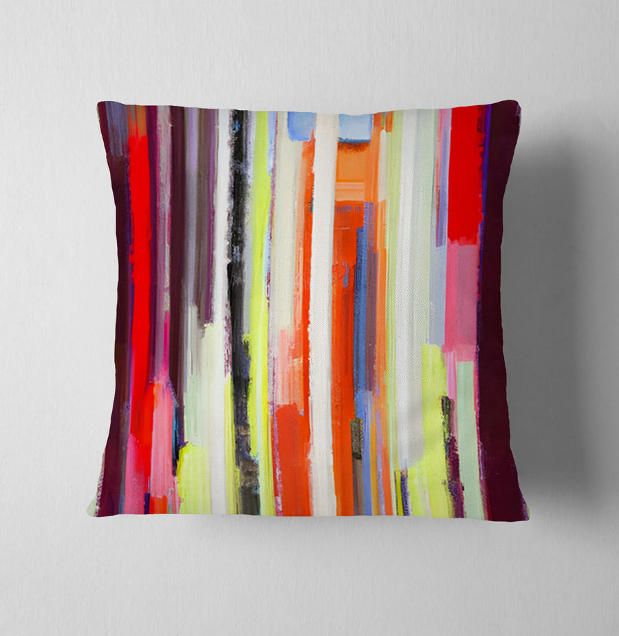 Multicolor Vertical Drip Stripe Pattern Throw Pillow Cover