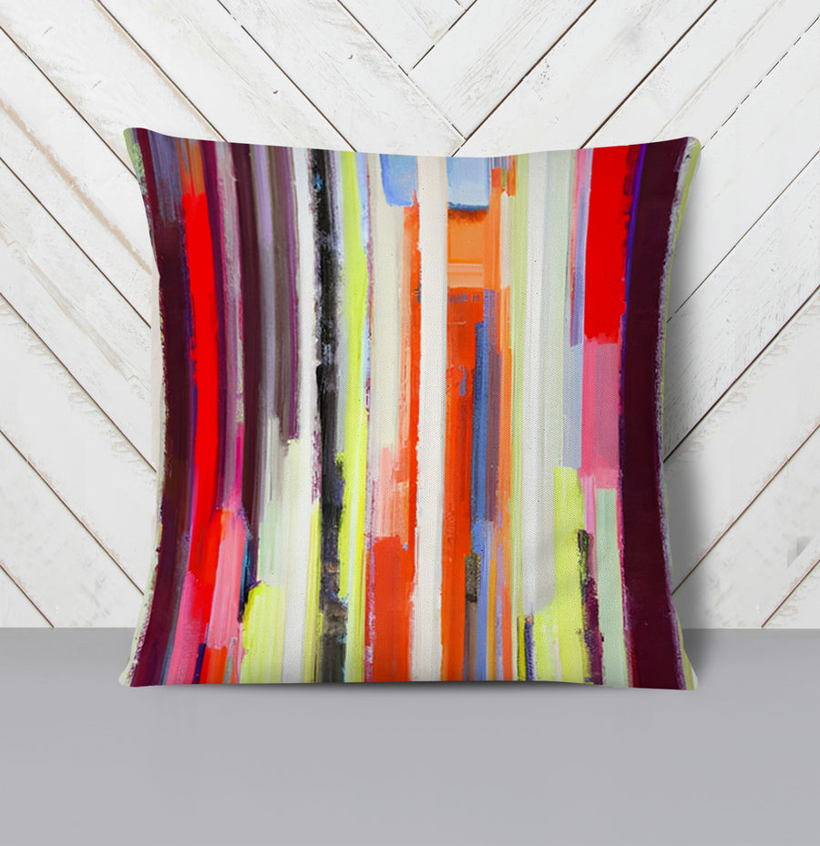 Multicolor Vertical Drip Stripe Pattern Throw Pillow Cover