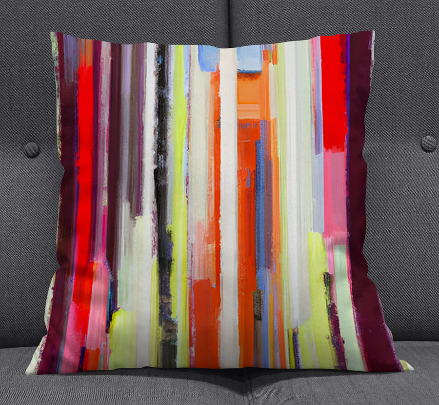 Multicolor Vertical Drip Stripe Pattern Throw Pillow Cover
