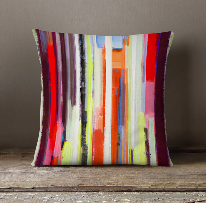 Multicolor Vertical Drip Stripe Pattern Throw Pillow Cover