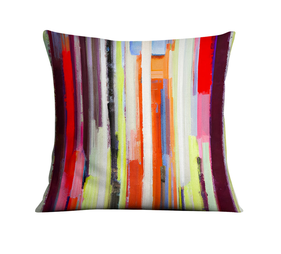Multicolor Vertical Drip Stripe Pattern Throw Pillow Cover