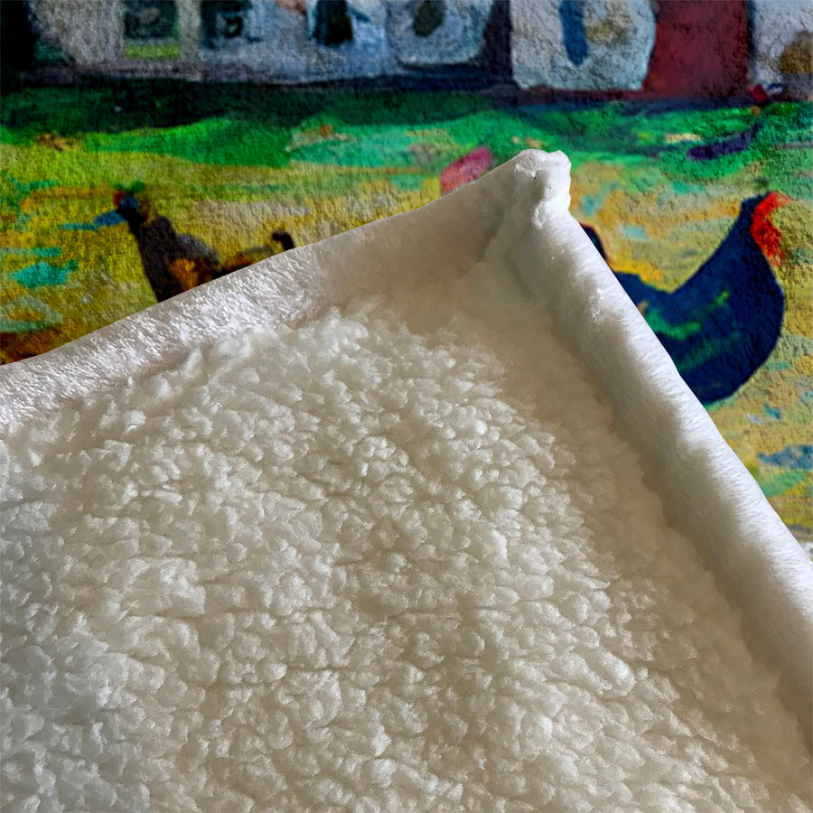 Green Farm Pastoral Landscape Artwork Fleece Sherpa Blanket