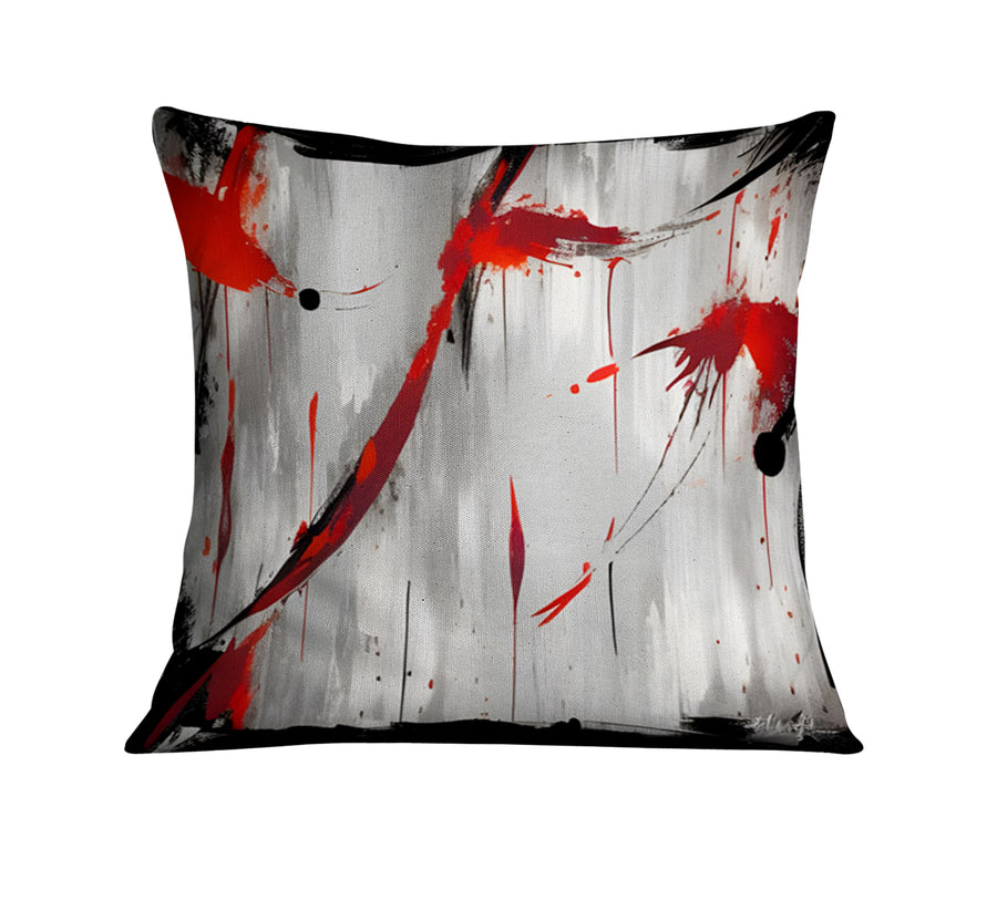 Red Abstract Brushstroke Texture Pattern Throw Pillow Cover