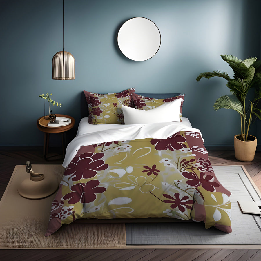 Purple Floral Abastract Botanical Pattern Duvet Cover